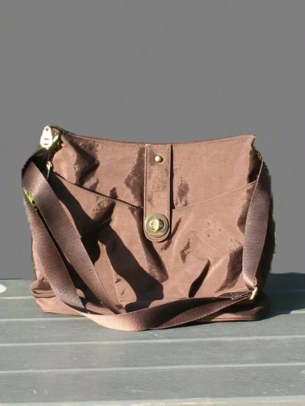 Baggallini Brown Gold Helsinki Hobo Bag